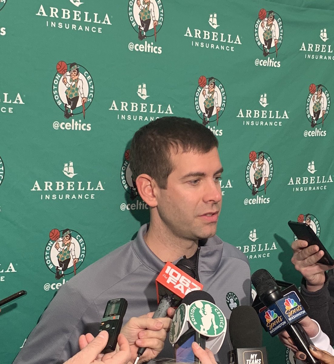 “Those last two shots were amazing,” Brad Stevens says of Kyrie’s late 3s. “The one from in front of our bench was a joke.”