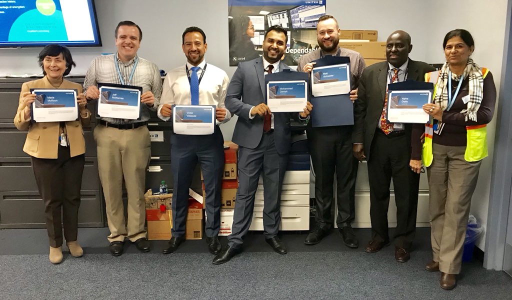 Our CS Leads surprised the CS Management team with a recognition event of their own tonight at IAD. They wanted to thank us for supporting them throughout the year. @weareunited @OmarIdris707 @susannesworld @TeamDulles @HendyGeorge @rich_kushner #workingtogether #core4