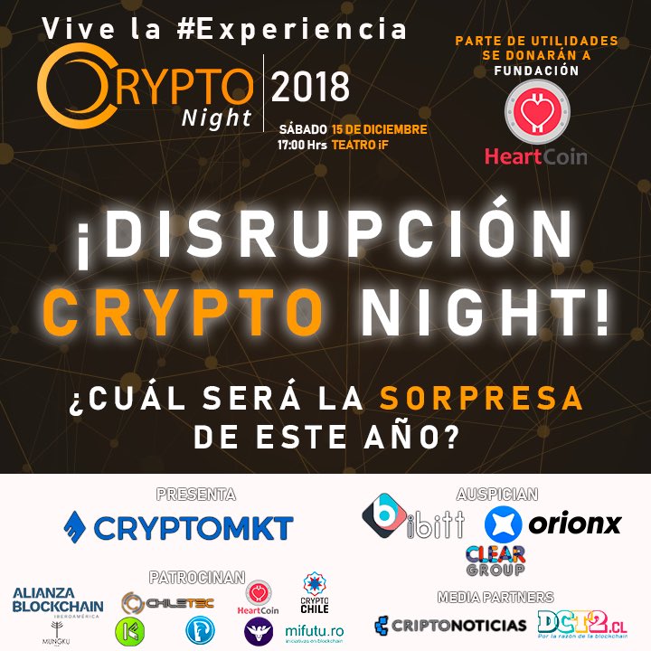 No te pierdes #CryptoNight2018 organizado por @BTChile este sábado 15/12! Se vienen tremendas sorpresas y además, tenemos un 40% de descuento usando el código MIFUTURO 😱😱😁👏

Link: welcu.com/bitcoinchile/c…