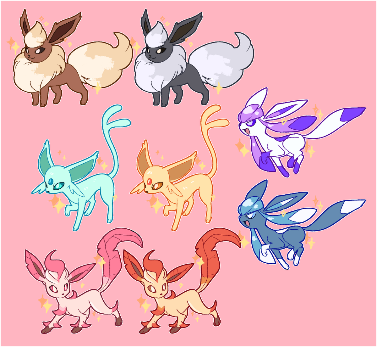Redesigned some shiny Eevees that deserved better color schemes. 