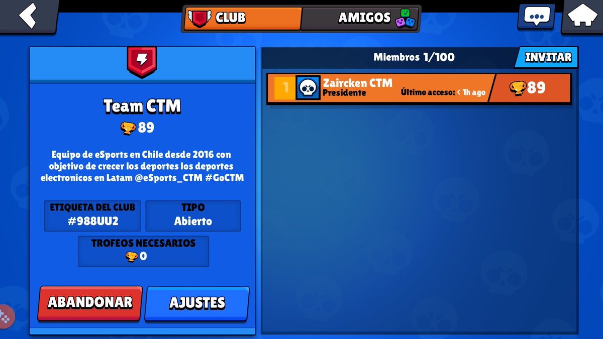 Hoy con la salida de #BrawlStars anunciamos que estaremos
jugando y compitiendo en este juego, daremos todo para dejar el nombre de nuestro club en lo alto 💪 y el que quiera unirse puede hacerlo guiándose por la foto de abajo
@BrawlStars_CTM

#WeAreLatam #GoCTM  #FearCTM