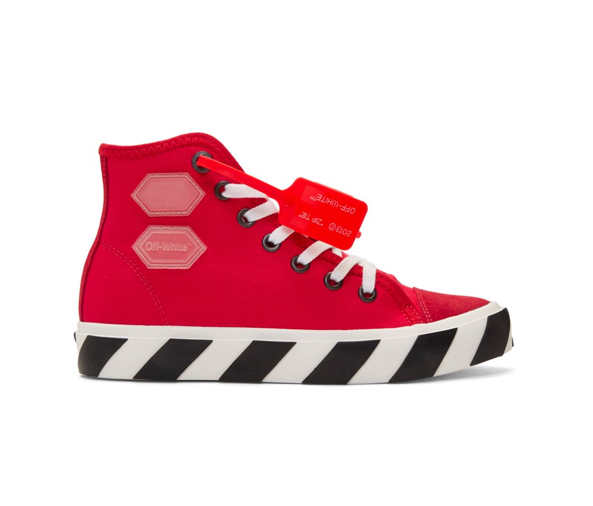 SneakerShouts's tweet photo. LIVE via @SSENSE 
Off-White Vulcanized High in "Red" with FREE shipping 

BUY HERE: https://t.co/PZJpE809nk https://t.co/zFME1sEZ0Z