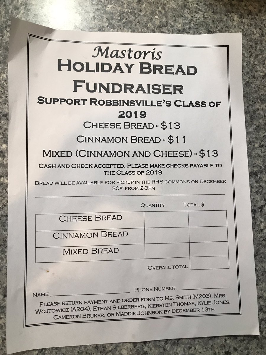 2019Rhs's tweet photo. Tomorrow is the last day to submit Mastori’s bread orders!!! Don’t miss out!! https://t.co/AyKgw0h7mw