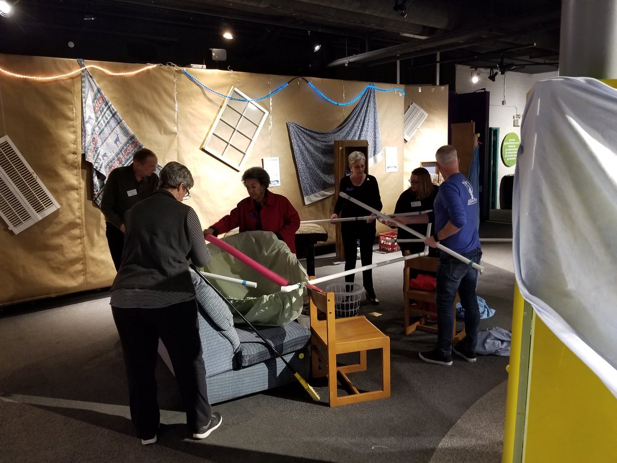 JoGetsCurious's tweet photo. It's a fun night in #whoforted @KYScience while Board Members and guests build the strongest, most creative fort with as many of the provided material as possible!! https://t.co/mwCCCKURlo