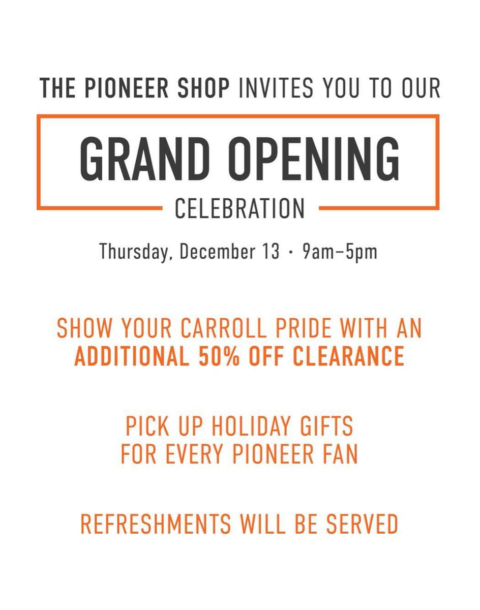 SenateCu's tweet image. Come celebrate the Grand Opening of the Pioneer Shop in the Campus Center! 🔶️🔷️