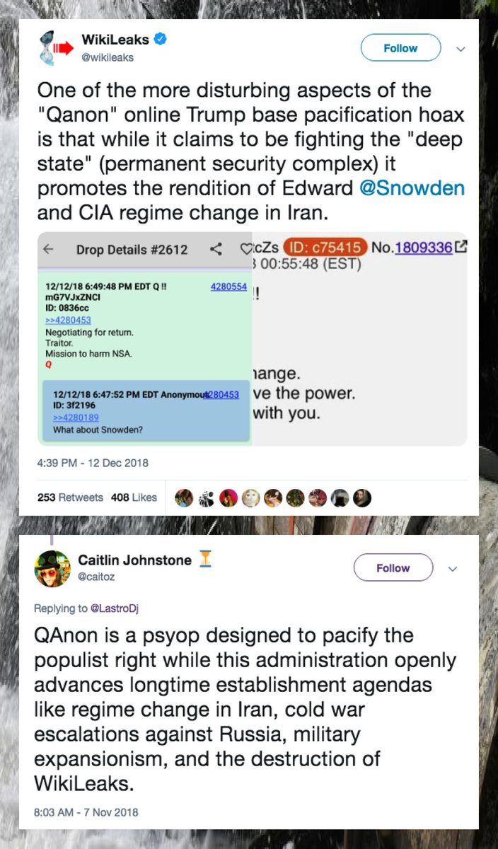 conspirator0's tweet photo. I'd say compare and contrast, but these tweets from @caitoz and @wikileaks are too similar for the word "contrast" to apply.  #QAnonsense #StuckInAnEmbassy #IFallToPiecesWhenImWithQ https://t.co/gHJfosnc1Z