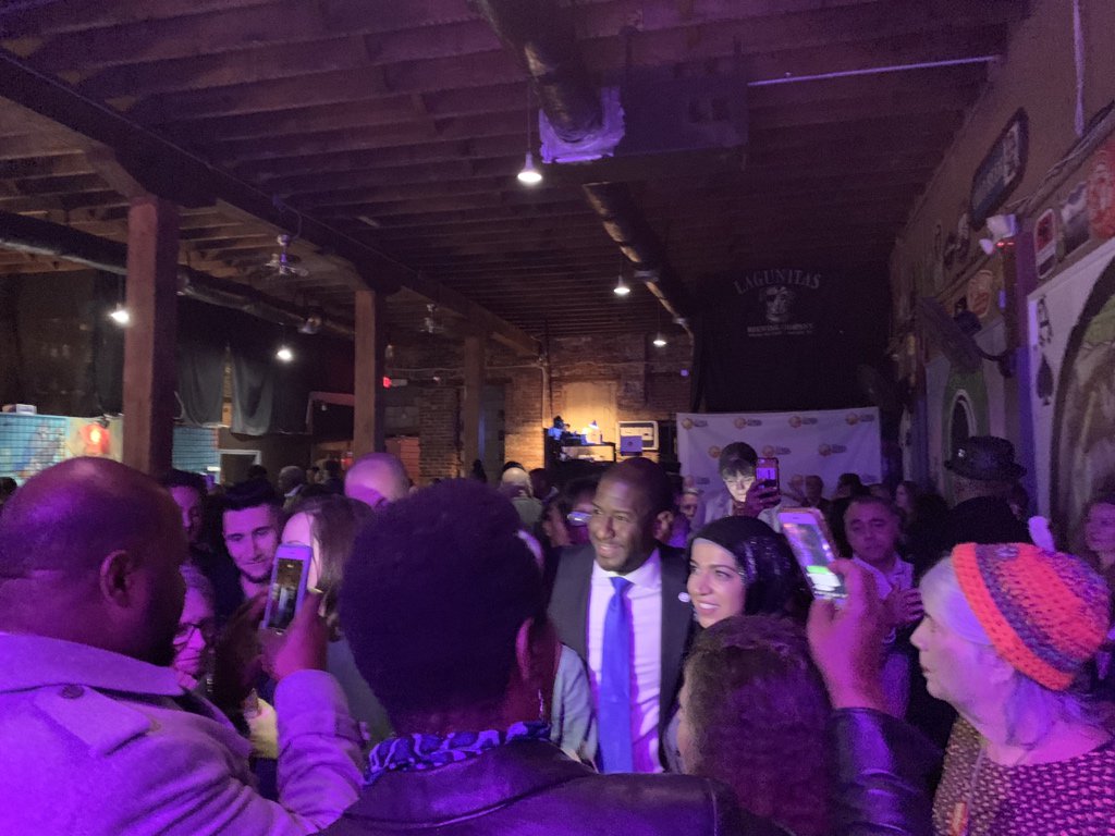 JoshuaKarp's tweet photo. One month ago, #Duval went blue for the first time in a generation.

Tonight, the volunteers who made it happen for @AndrewGillum made it clear: they’re ready to keep fighting. https://t.co/ea1lJtuYhP