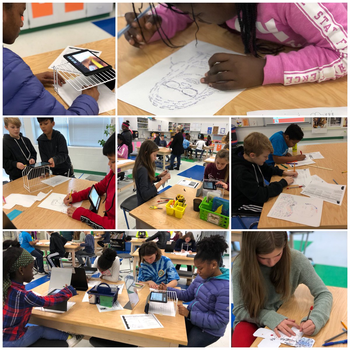 Jmschickel42's tweet photo. G6 @dscasto finishing micrography self-portraits, reflecting in an #artiststatement &amp; then #strectchandexplore extension including #stopmotionstudioapp selfie movies. @StratfordLndgES #STEAM https://t.co/FqXY5pInGO