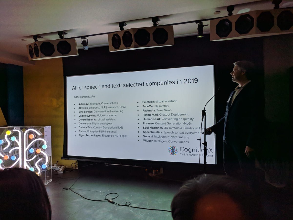 A slide projection showing a list of companies to watch out for including Filament 