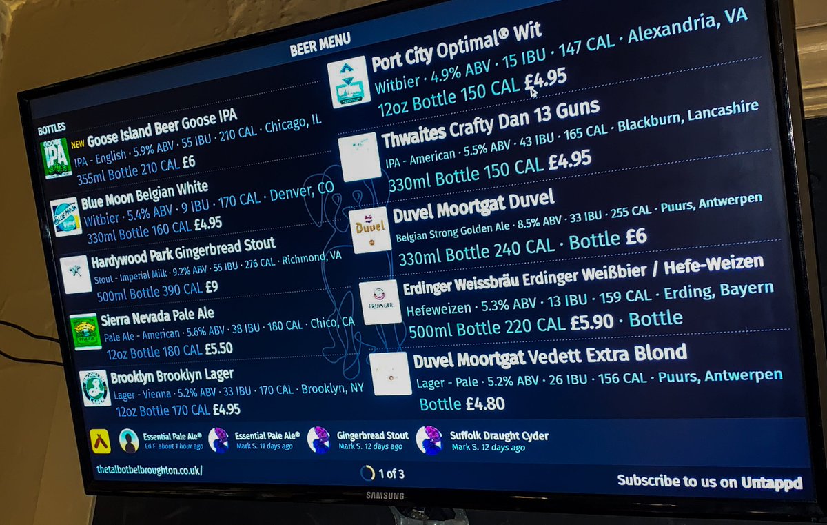We now have our Untappd beer screen at The Talbot. This will list all of the wonderful beers that we sell and encourage you to rate each beer. Log on to Untappd and see what beers we have or better still come and see us and have a taste of the new draught beers before you buy