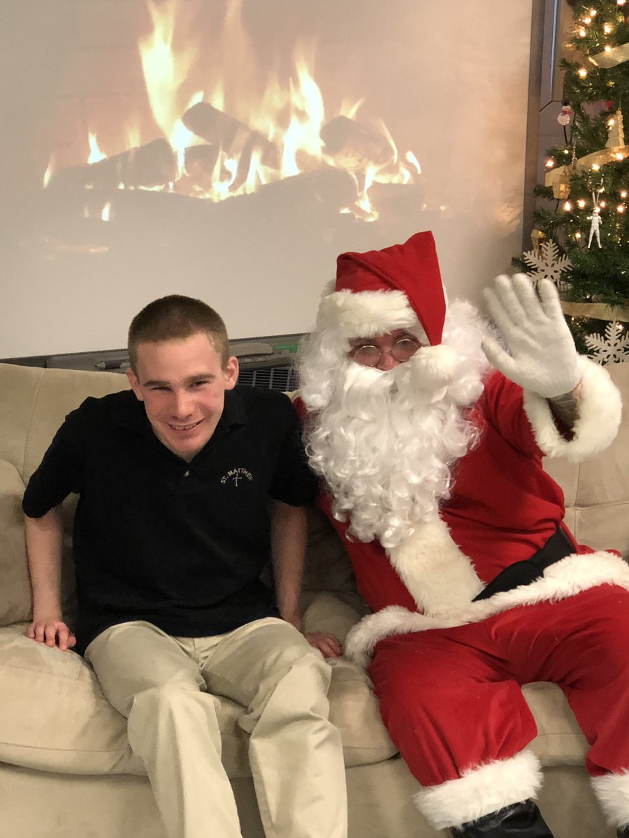 mrloweocsb's tweet photo. Great day today with our inclusion, DE, and life skills students @StMatthewOCSB. Santa made a special appearance to hear some of our students wishes for the holidays #OCSB https://t.co/OGyjGcijQv
