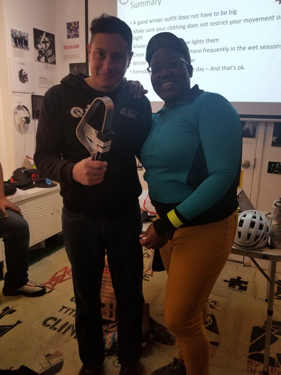 corcinoclaudia's tweet photo. Tonight we had cold weather #bikenyc training with @BrownBikeGirl @MoRUSNYC Great information in English &amp; Spanish, tips I learned to improve my commute in cold weather. #CiclistasLatinoamericanosDeNewYork participated on the audience. Next free workshop 12/19 @MoRUSNYC https://t.co/l6q1RBQLIl