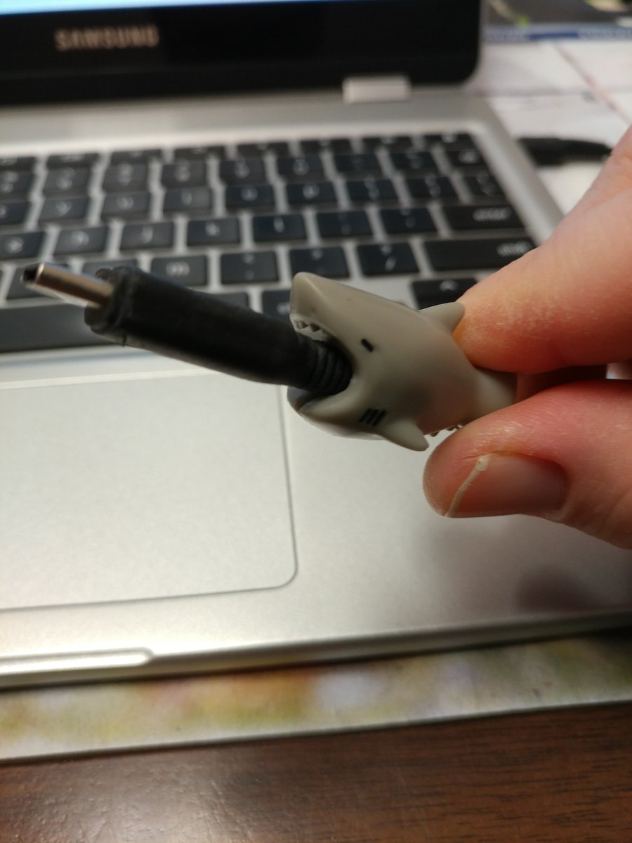 A student told me about cord bytes. I've literally never had a usb cable for my phone fray or come apart at the connector, but you never know...#biggerboat #chompchomp #justincase