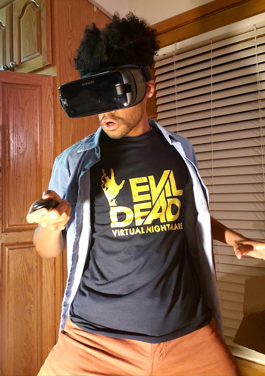 FinalGuyKris's tweet photo. Check out this groovy shirt I won from an @EvilDeadGame contest! And if you have a mobile VR headset I highly reccomend giving the Evil Dead game a shot!
#EvilDead #BoomDashDigital #EvilDeadEndlessNightmare #EvilDeadVirtualNightmare #Gaming #Horror #horrorgame https://t.co/waO9uLULa2