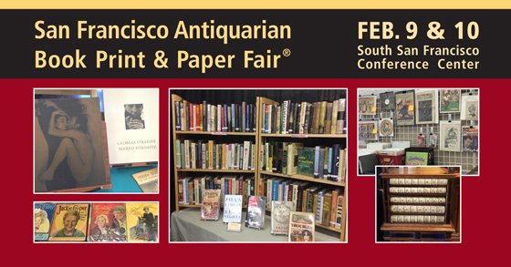 Hosting a Women &amp; Rare Books &amp; Manuscripts "Mixer" on Thursday night, Feb 7 @ S San Francisco Houlihan's, 6-9 pm. 275 S Airport Blvd, S San Francisco, next door to our SF Antiquarian Book Fair, open on Saturday &amp; Sunday. Light refreshments on the Fair, the bar left to your ow