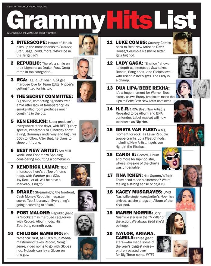 AN ALL-GRAMMY DOUBLE HITS LIST (via <a href="/HITSDD/">HITS</a>) nue.ag/2Ba4DQw