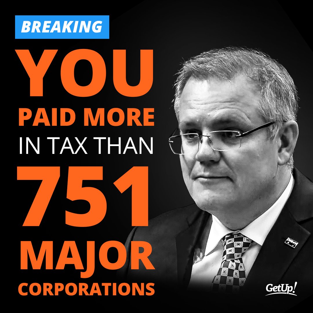 BREAKING DATA from the ATO:

751 major Australian corporations, with almost half a trillion dollars in revenue, paid not a single cent in tax.

Spread the word.