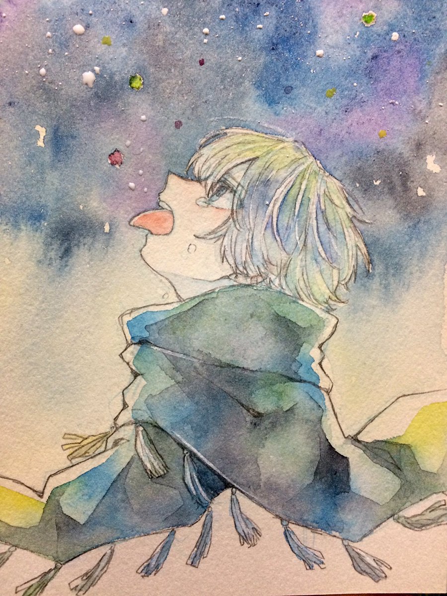 アナログ画材 シャーペンで線画して 透明水彩で塗ってます 滲みとか 発光とか 檸 ねい のイラスト アナログ画材 シャーペンで線画して 透明水彩で塗ってます 滲みとか 発光とか 檸 ねい のイラスト