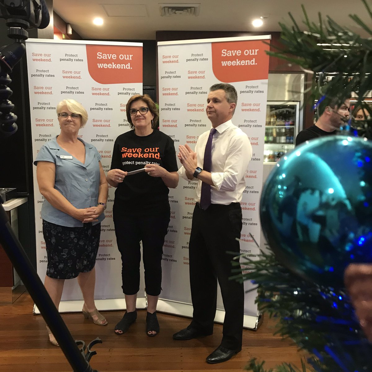 SaveOurWeekend's tweet photo. LIVE NOW @ GAC_Mascot “It is great that good Clubs know that they are community venues and uphold community values.” 
@SchofieldJo Nat Sec @UnitedVoiceOz WATCH ON FACEBOOK https://t.co/FDZwWBWipB
#SaveOurWeekend #auspol #ausunions #changetherules #penaltyrates https://t.co/zTLO7pBmoE