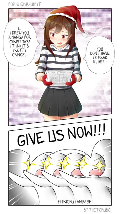 Youtuber fanart present #1 goes to: @EmirichuYT 

Apparently Im the same age as her when she drew the manga featured in her last video (16), so I was inspired to make a parody of one of the scenes :> Early Merry Christmas! 