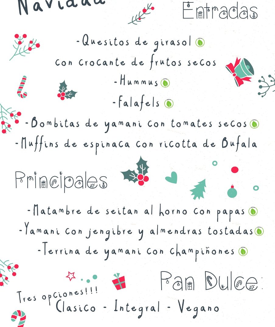 Menú para navidad
#vegetariano y #vegano !
#greenway Güemes 3261 /
Consultas: 4515757 / Facebook / IG
#menunavidad #navidadvegana #navidad #vegetariana #cocinavegana #cocinavegetariana #vegan #mardelplata