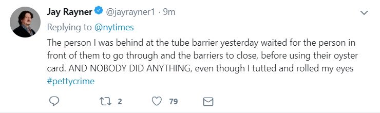 In which the <a href="/nytimes/">The New York Times</a> asks Londoners to tell them about their experiences with petty crime (x.com/nytimes/status…) and Londoners do their thing: