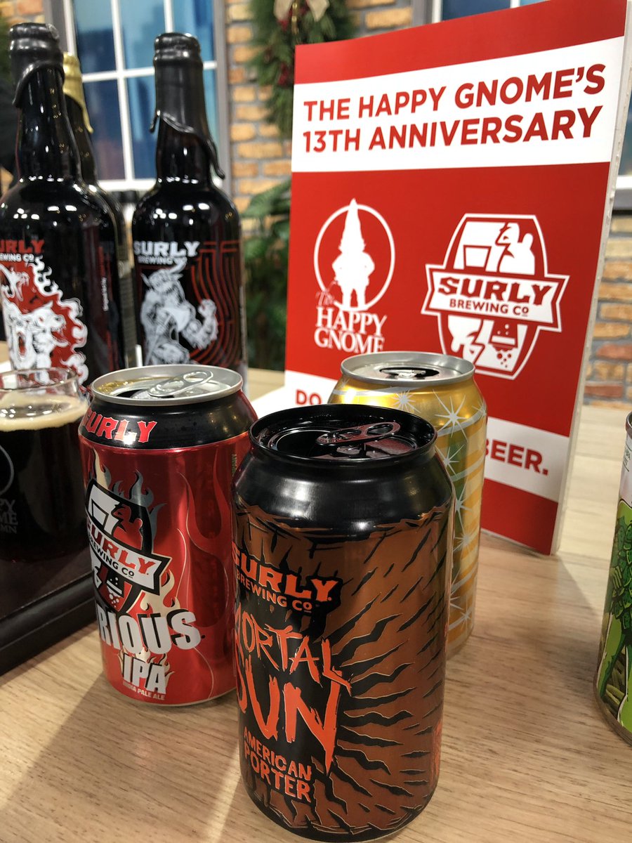Bring three food items into <a href="/TheHappyGnomeMN/">Happy Gnome</a> all month and get a free <a href="/surlybrewing/">surlybrewing</a> beer! They have 60 Surly beers on tap right now- big party Saturday.
