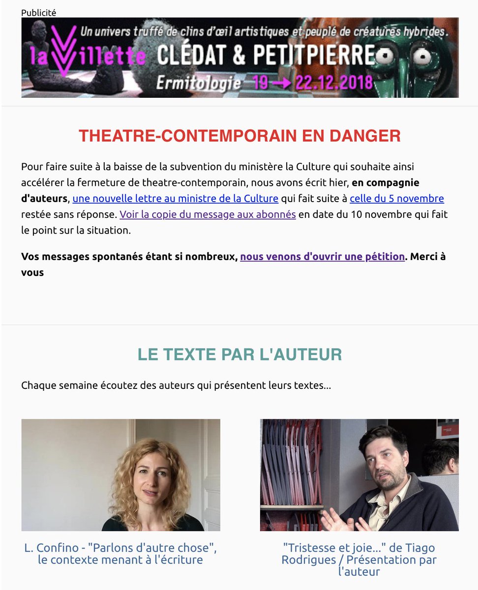 [Cette semaine dans notre newsletter] #LeonoreConfino, #TiagoRodrigues, #PrixSonyLabouTansi et toute l'actualité... theatre-contemporain.net/newsletter/dat…
