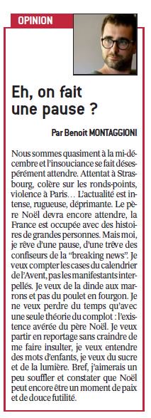 " Je ne veux perdre du temps qu’avec une seule théorie du complot : l’existence avérée du père Noël."
Mon appel à la futilité dans <a href="/lejsl/">Le Journal de Saône-et-Loire</a> du jour.