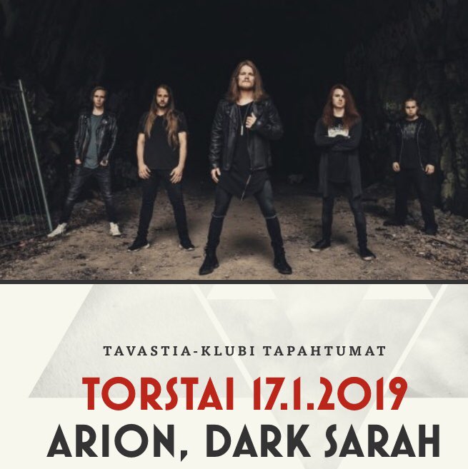 LassiVaaranen's tweet photo. Finland! 🇫🇮 Got some good news for you! 😊 We’ll be playing ”Life Is Not Beautiful” album release show @TAVASTIAklubi on January 17th!Tickets now available @TIKETTIofficial Special guest @DarkSarahHQ 
.
.
.
#Arion #Tavastia #Helsinki #Finland https://t.co/emHibwmMv9