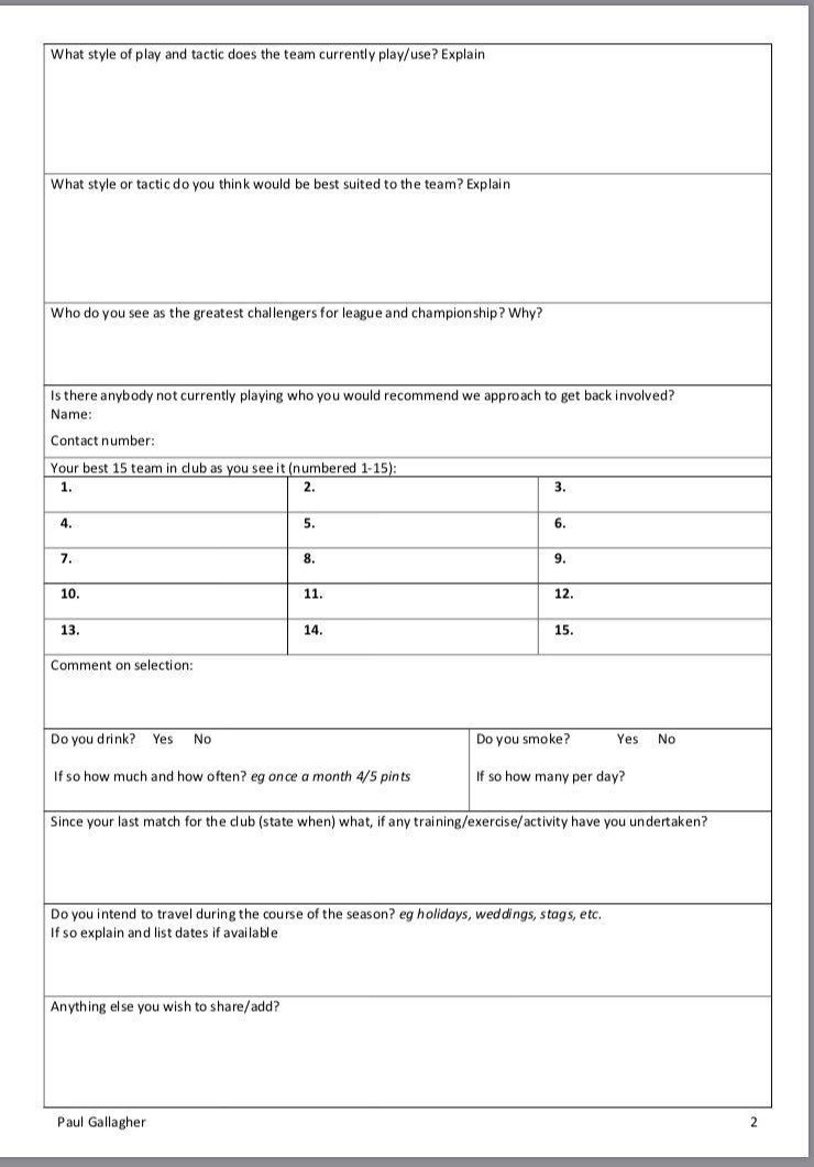 Anyone taking a team for the first time here is a useful document to get some information about your players & the team.  #knowyourplayers #knowledgeispower #informationiskey opinion or tweaks?  @colmnally @PlayerGaelic @Stevie_Poacher @gaa_analysis