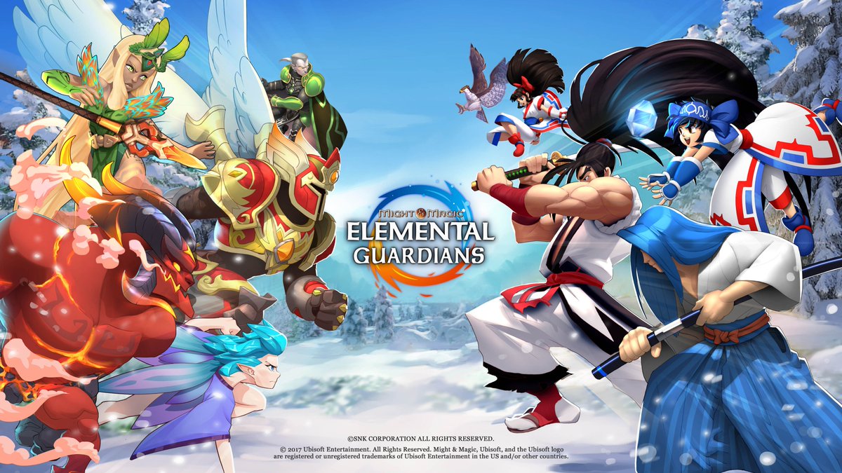 SNKPofficial_jp's tweet photo. SNKの格闘ゲーム『サムライスピリッツ』の人気キャラクターが、Ubisoft社の人気スマートフォンゲーム『マイトアンドマジック・エレメンタルガーディアンズ』に参戦。本日よりコラボイベントを開催！
#SNK #Ubisoft #Mmeg

App Store
https://t.co/6wS28g3Mxw
Google Play
https://t.co/Ox0pteUiE4 https://t.co/LDSxMNibKQ
