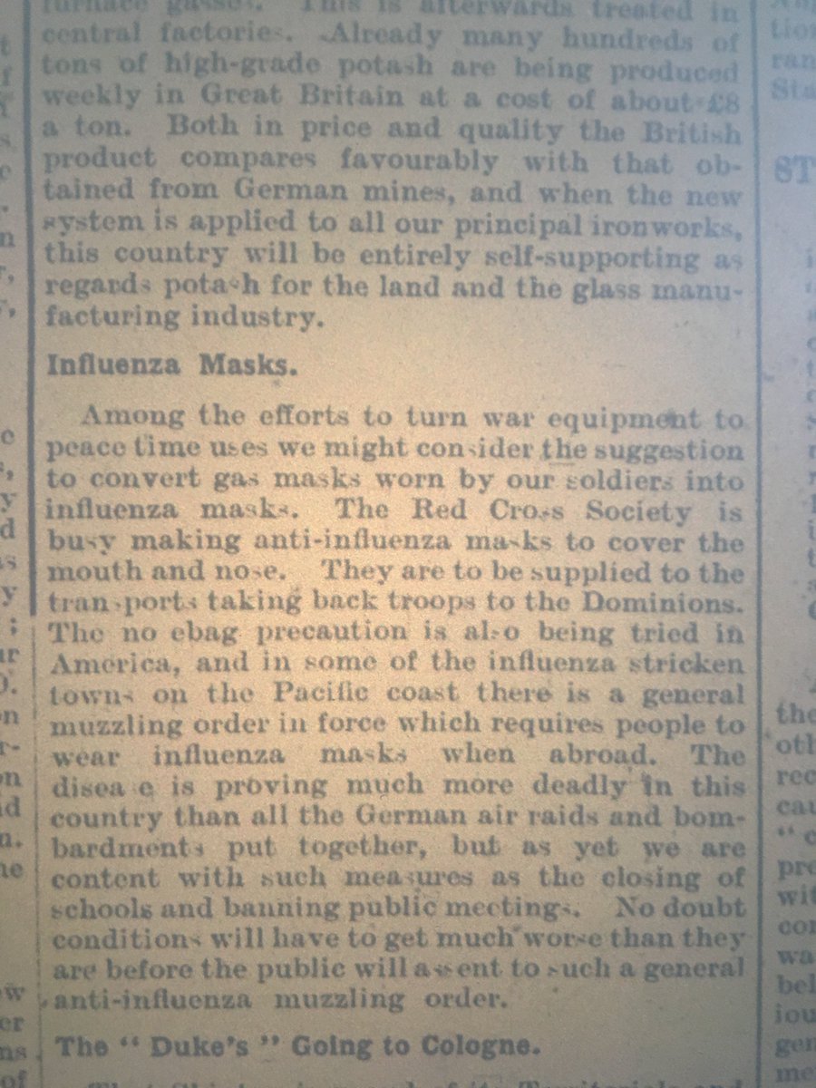 CravenFWW's tweet photo. #Thisweek 100yearsago Red Cross Society convert gas masks used by soldiers into influenza masks for citizens @CravenHerald@nycclibraries #Skipton #WW1 https://t.co/o8kwNiEpNP