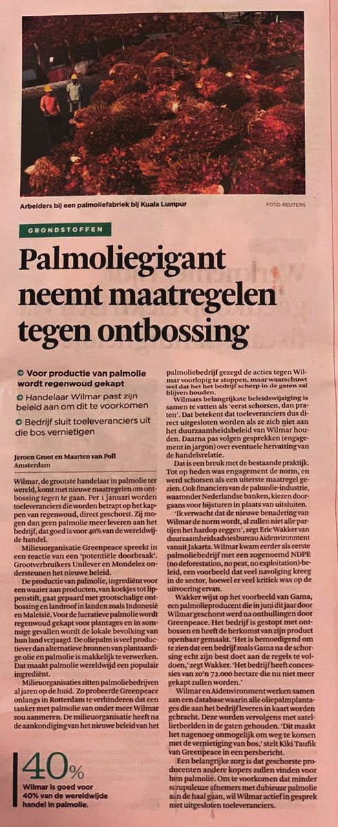 OlenexOilsFats's tweet photo. The Dutch news is picking up on #Wilmar's #groundbreaking #palmoil development! #sustainableisthesolution #sharedresposibility https://t.co/xiv03BXMth