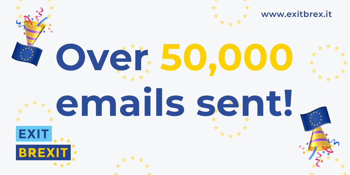 Hardline leavers defeated in vote of no-confidence &amp; we have sailed past sending 50k emails.

✊🇪🇺 → exitbrex.it #exitbrexit

<a href="/GaryLineker/">Gary Lineker</a> <a href="/CarolineLucas/">Caroline Lucas</a> <a href="/peoplesvote_uk/">Open Britain</a> <a href="/campbellclaret/">ALASTAIR CAMPBELL</a> <a href="/ProfBrianCox/">Brian Cox</a>