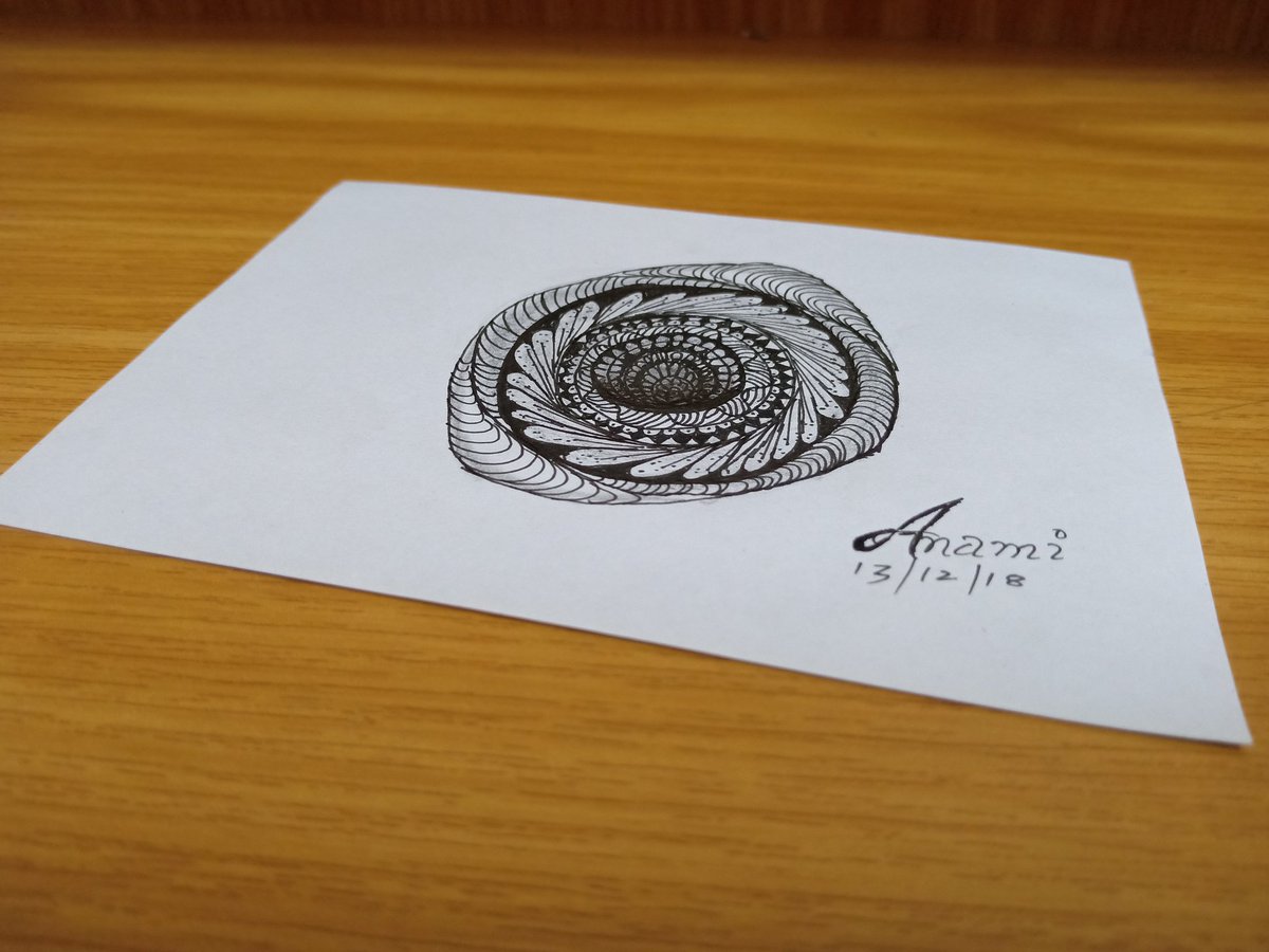 Just_Anami's tweet photo. I wanted to try a 3d zentangle mandal. As i started it found it's own way and this came out. How's this?? Do you see the 3d effect??
#namiwise #3ddrawing #3dzentangle #3dmandal #3dart #artistsoninsta #inkdrawing #creative #creativeblogger https://t.co/gsMxSdrScS
