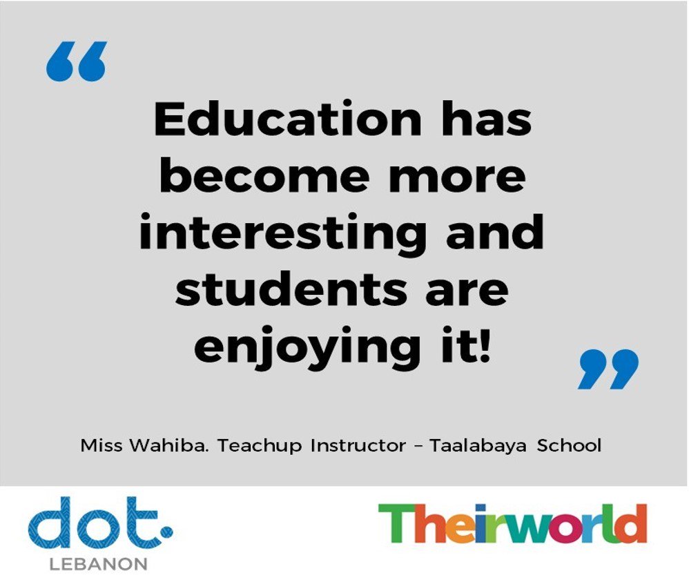 DOTLebanon's tweet photo. “The class methodology has shifted from passive listening to more interactive dynamic.”
How technology is penetrating classrooms with #dotlebanon
@theirworld @RumieInitiative #lebanesealternativelearning
Read more:
https://t.co/QBAkr7xXkj
#edtech #digital #youth #teachup https://t.co/zuGEx72zh2