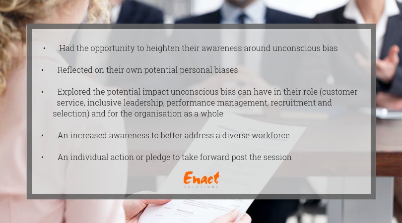 EnactSolutions's tweet photo. Today...
We continue our 3 year roll out of Unconscious Bias & Equality, Diversity & Inclusion training at The Robert Jones & Agnes Hunt Orthopaedic Hospital NHS Foundation Trust.
Delegates come away from the session having:
#UnconsciousBias #Diversity #Inclusion #EnactSolutions https://t.co/hFLOf5nV7d