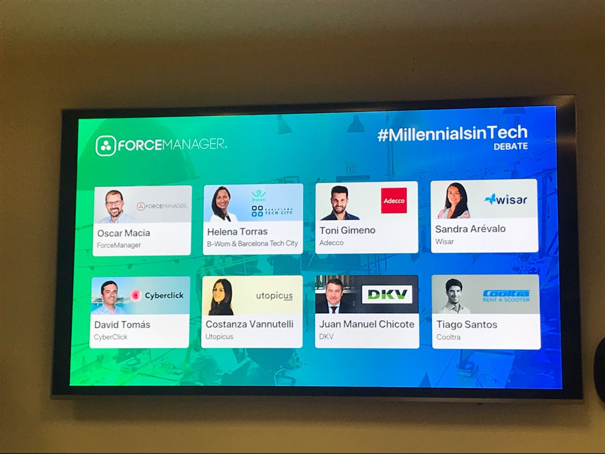 Hoy <a href="/davidtomas/">David Tomas</a> está en @forcemanager_ES hablando sobre #MillennialsinTech "los Millennials van a renunciar a salarios altos si no están alineados con la filosofía de la compañía. Si el trabajo que hago no me gusta, todo el resto se verá afectado”. 😄 #laempresafeliz