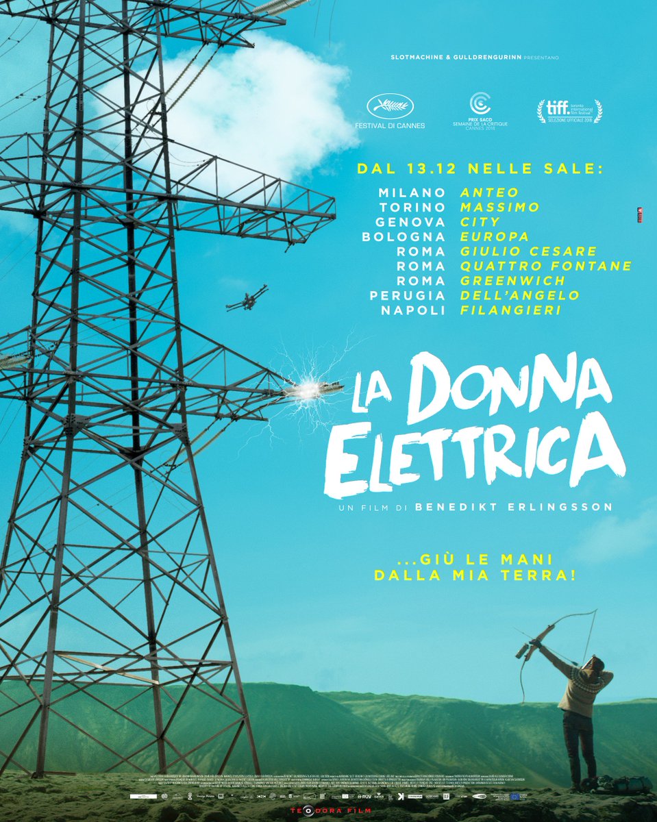 teodora_film's tweet photo. Ecco finalmente l'elenco delle prime sale in cui da oggi verrà proiettato "La Donna Elettrica". Nei prossimi giorni se ne aggiungeranno delle altre.

⚡️Stay tuned ⚡️

https://t.co/F4gdfjEsdK

#ladonnaelettrica #womanatwar #islanda #tiff #dicembrealcinema #teodorafilm #filmdessai https://t.co/uZOu8Wh6WZ