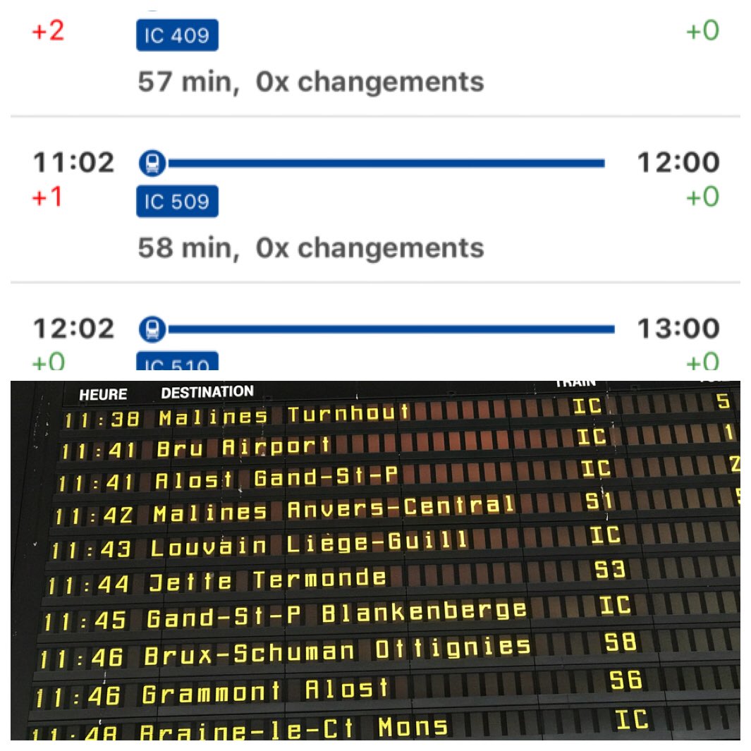 PhilReynaert's tweet photo. Bug ds l’app Sncb ? Le 11:43 pour Liege n’y apparaît pas !? https://t.co/MOxiVwdwGq