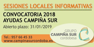 #AyudasEDL  Campiña Sur Cordobesa. Ya está abierta la convocatoria de las ayudas,  hasta el 31/01/09. Mantendremos una seria de sesiones informativas  locales para asesorar a todos los interesados. Enlace a noticia bit.ly/2UHDkq2
