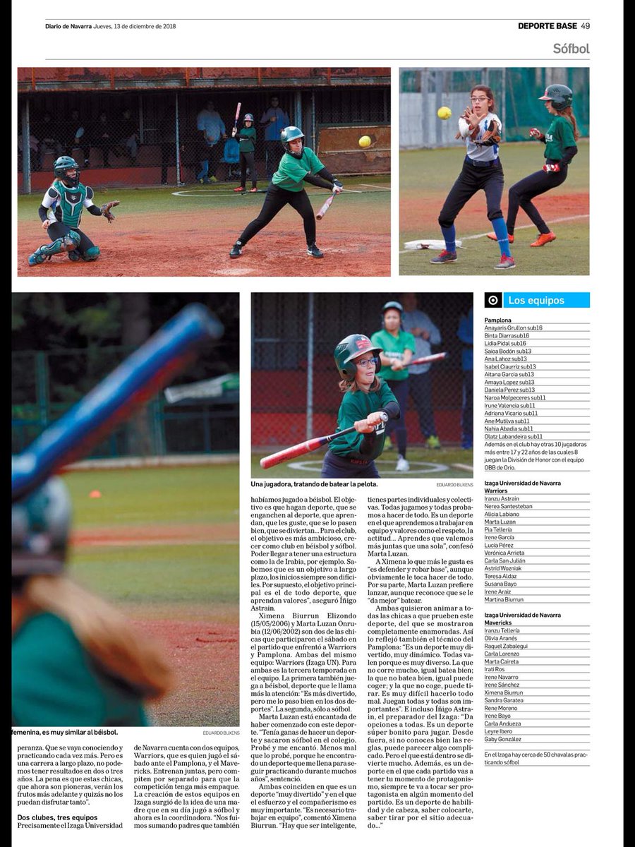 NavarraBeisbol's tweet photo. Reportaje incluido hoy en la sección Gigantes del Diario de Navarra https://t.co/xlA4F5g8kP