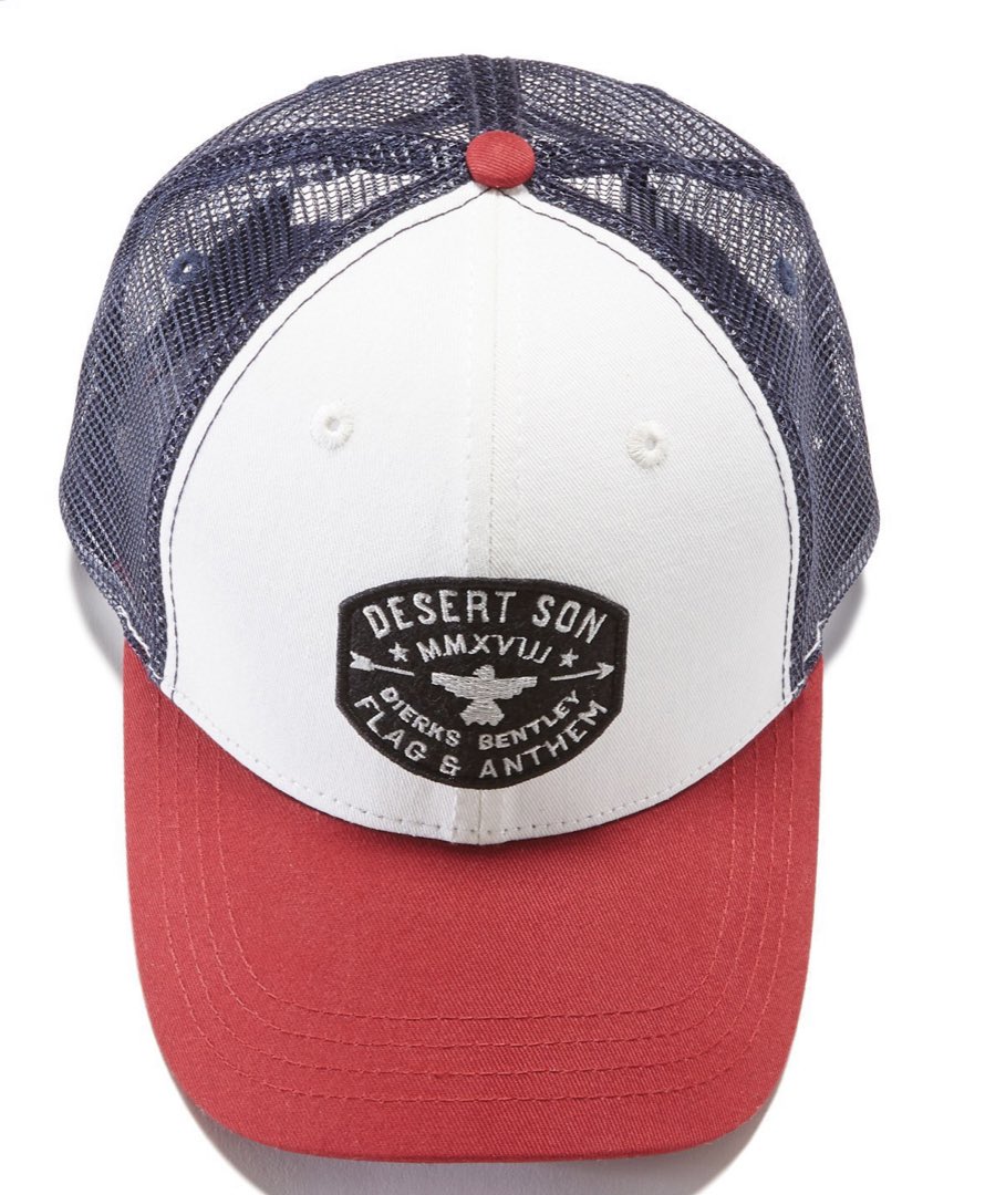 dbrisers's tweet photo. On the third day of #DierksmasGiveaways, @dbcongress is sure to stun!
A @flagandanthemco hat that says, “Desert Son!”
 
Get some dust on your boots, no need for the blues!
Follow and retweet to be entered to win this #Dierksmas gift.
Winner announced tonight at 7 pm Eastern! https://t.co/MaZfs8bw4F
