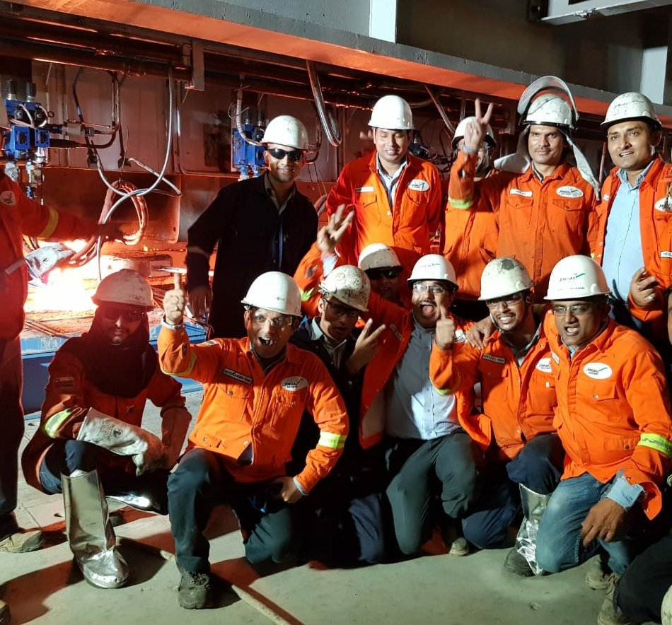 JindalSteel_In's tweet photo. We are delighted to announce the successful Commissioning of Billet Caster 2 at @JSISOman on 12 Dec'18. This caster will feed 100% direct hot charging to rolling mill which will save fuel 0.6 mmbtu/ton in reheating furnace.

Congratulation to the entire TEAM of SMS #JSISOman. https://t.co/BbUqHTN1uI