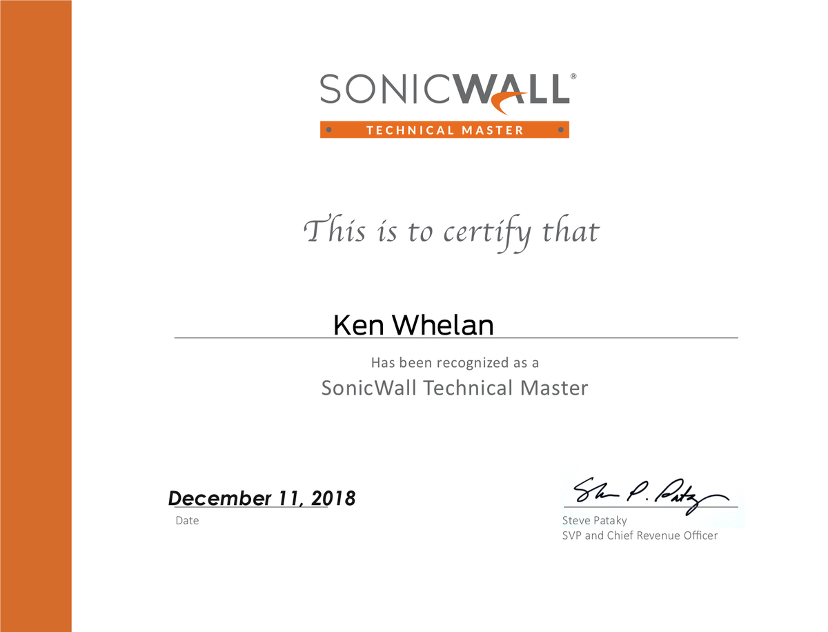 Definitive_IE's tweet photo. We are delighted and extremely proud to announce that our very own @kenwhelan has been awarded as the 1st ever @SonicWall Technical Master in Ireland. Congratulations Ken and thank you for all of your hard work over the years.
#SonicWall #Definitive #TechnicalMaster https://t.co/sa5pcCuWTu