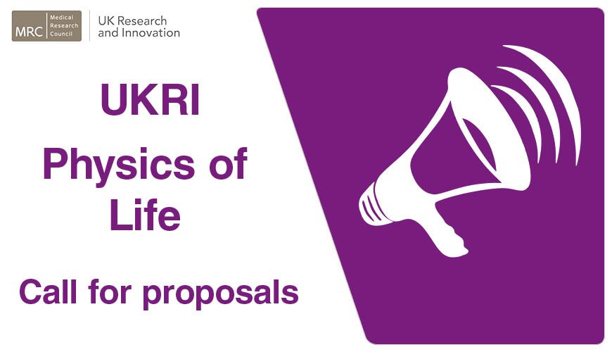 Twitter card that reads: UKRI Physics of Life call for proposals