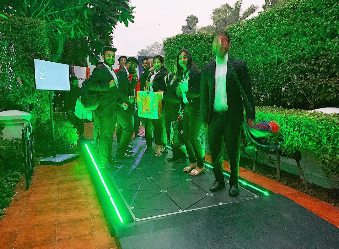 LaurenceKC's tweet photo. Announcing the launch of @pavegen in India at #FutureTechFest thanks to @trade and @tradegovukIND > energy and data from footsteps will be powering smart cities of India soon. #ClimateChange https://t.co/E8uYmCG6XN
