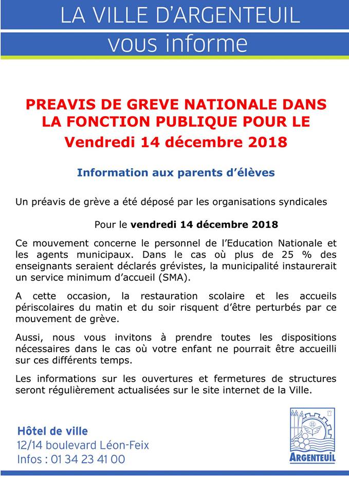 Argenteuil On Twitter Vendredi 14 Decembre Preavis De Greve Argenteuil
