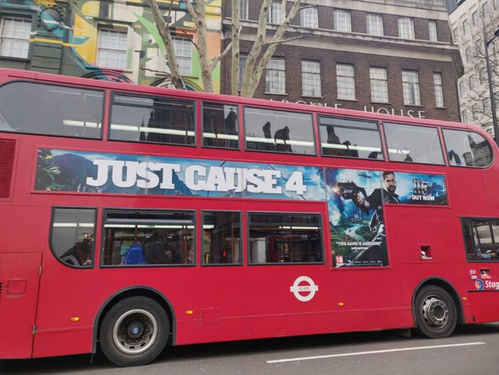 Catching up on stuff in the office and finally got to see the #JustCause4 bus with @Jack_Septic_Eye's quote on the side!